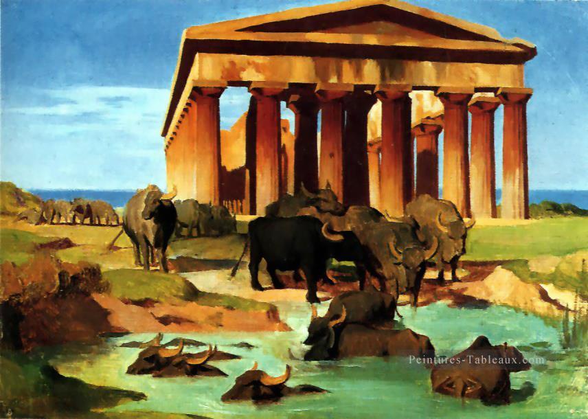 Vue de Paestum Orientalisme Grec Arabe Jean Léon Gérôme Peintures à l'huile